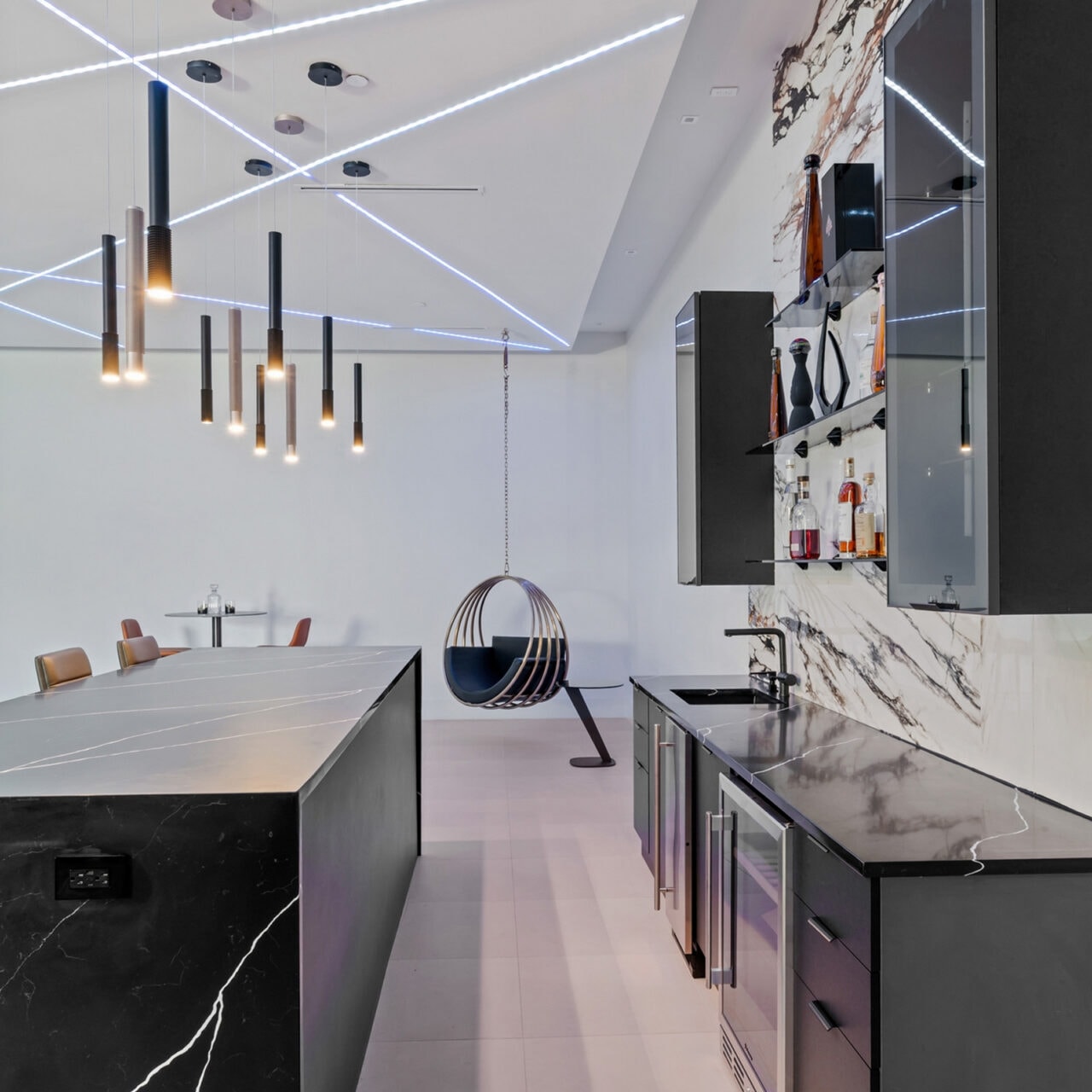 Entertainment bar cabinetry, matte black